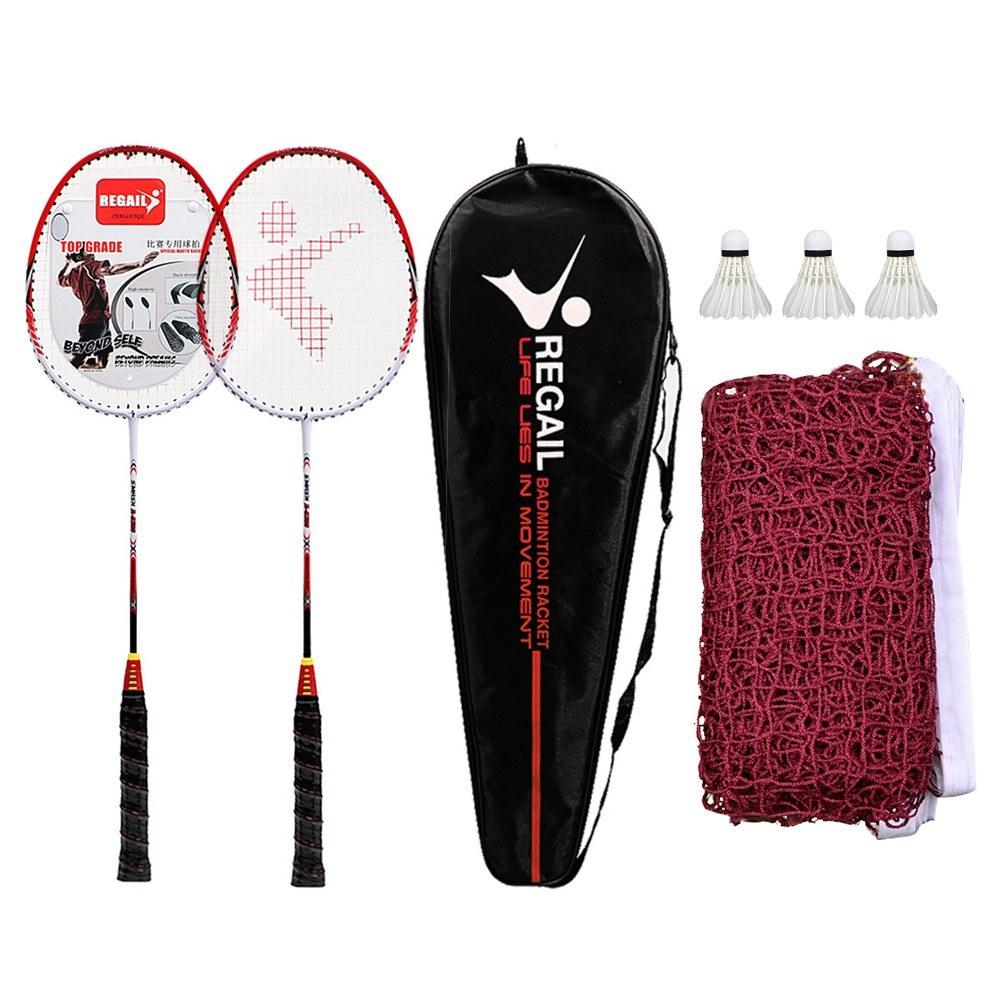 Badminton & Equipment |  2 Player Badminton Racquets Set with 3 Shuttlecocks Carrying Bag and Badminton Net for Family Recreation Games Badminton & Equipment Badminton & Equipment