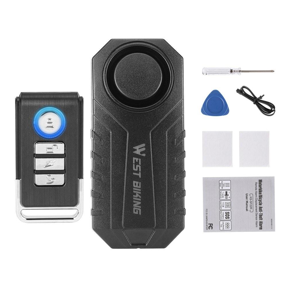 Bike Accessories |  WEST BIKING AntiTheft Bicycle High Visibility Alarm Wireless Bike E-Bike Movement Sensing Alarm Waterproof Remote Bicycle Search and Alarm Device Bike Accessories Bike Accessories