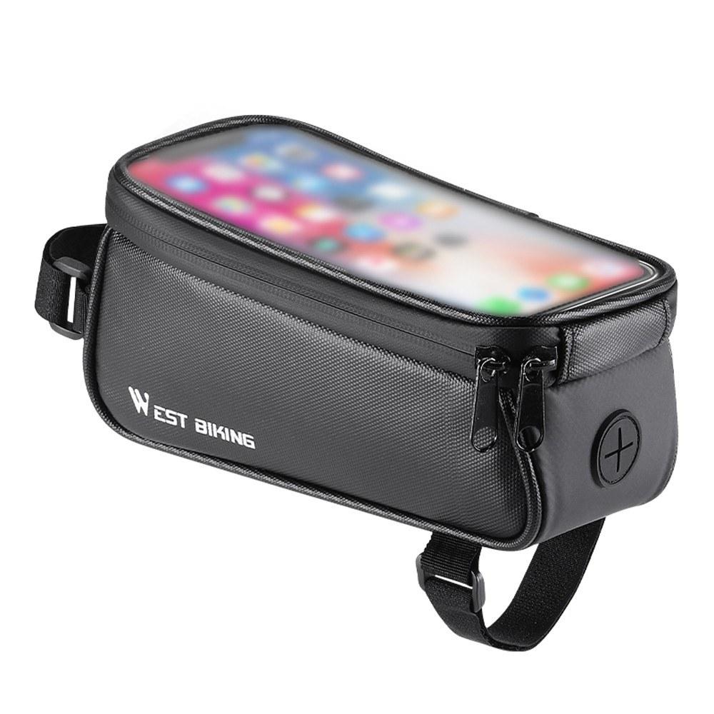 Bike Bags |  1L Bicycle Bag Bike Frame Front Tube Bag Touch Screen Mobile Phone Bag Double Zipper Cycling Bag Road Bike Accessories Bike Bags Bike Bags