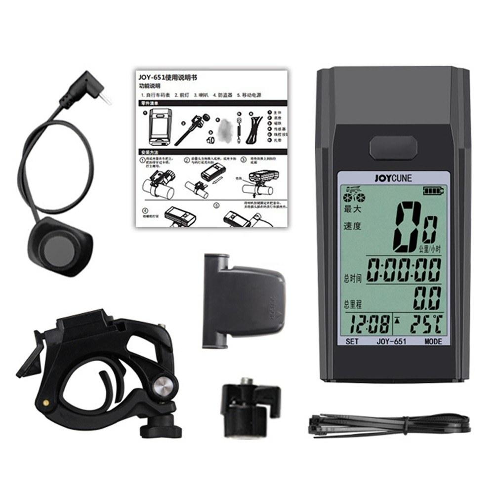 Bike Computer |  joycune Wireless Bike Computer with LED Bicycle Front Light Horn Bicycle Speedometer Bike Computer Bike Computer