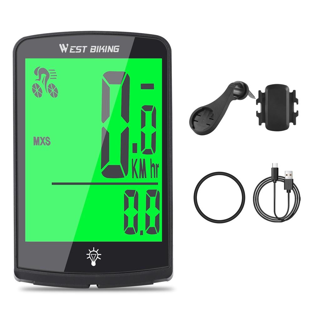 Bike Computer |  WEST BIKING Bicycle Speed Meter Waterproof Cycling Mileometer Digital Bike Speedometer Full Screen Mobilephone APP Control Bike Computer Bike Computer