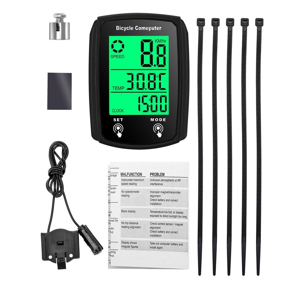 Bike Computer |  Wired Waterproof Bike Computer LED Digital Bicycle Speedometer Odometer Touchscreen Cycling Computer with Backlight Bike Computer Bike Computer