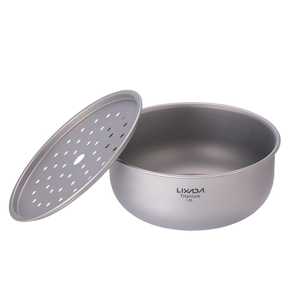 Camp Kitchen |  LIXADA 1.6L Titanium Tea Strainer Self-draining Bowl Fruit Drainage Plate Camp Kitchen Camp Kitchen