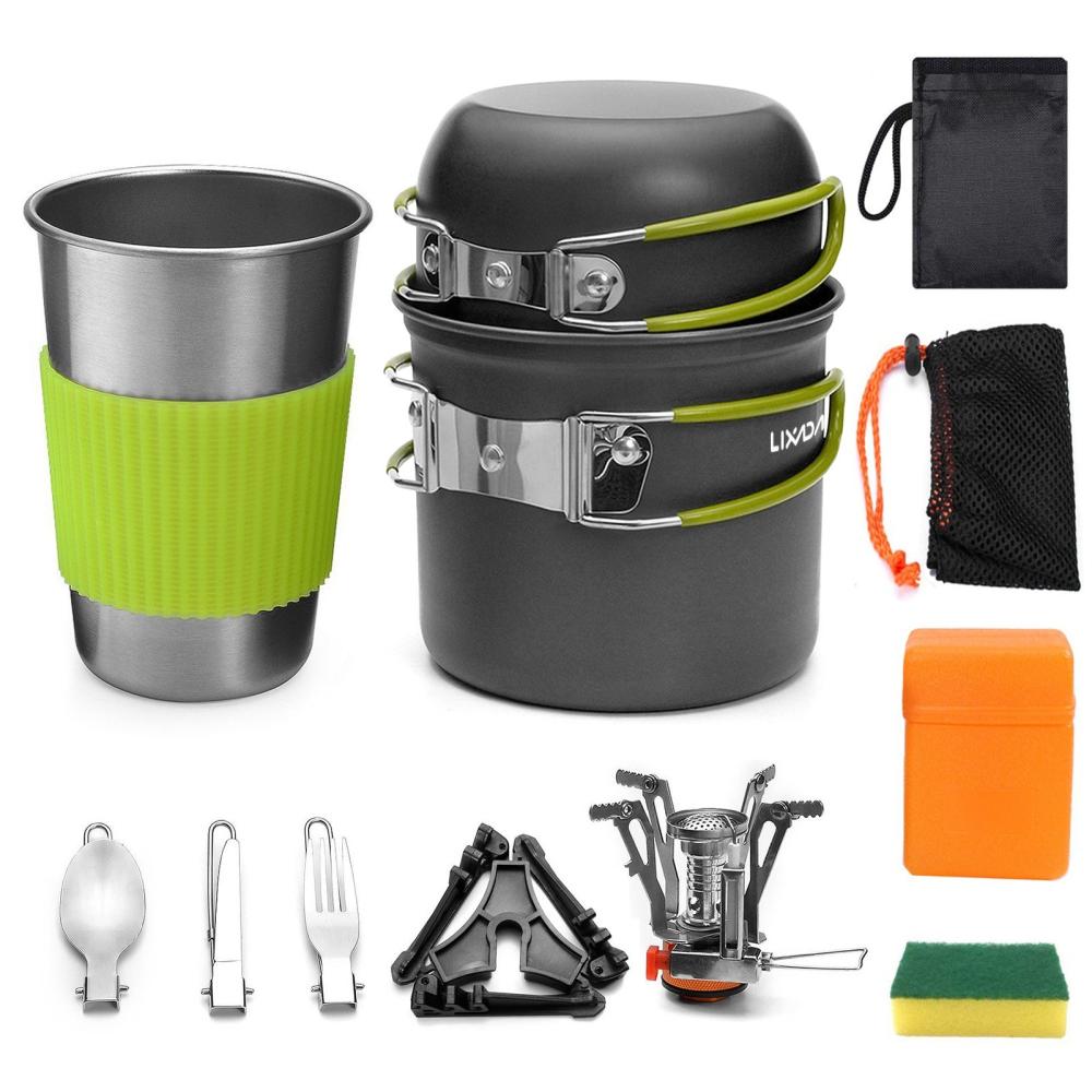 Camp Kitchen |  Lixada Camping Cookware Portable Mess Kit Camping Pot and Pans Cooking Set Camp Kitchen Camp Kitchen