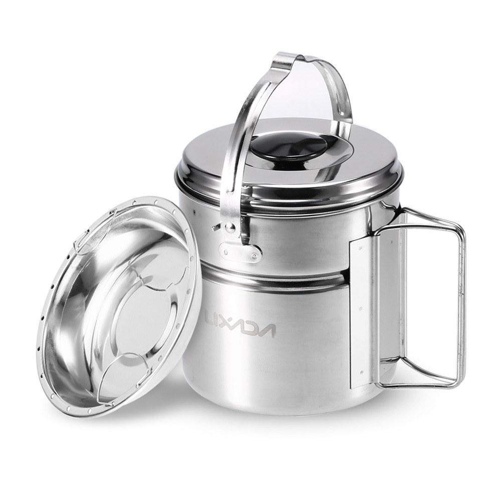 Camp Kitchen |  Lixada Stainless Steel Bail Handle Camping Pot Camp Kitchen Camp Kitchen