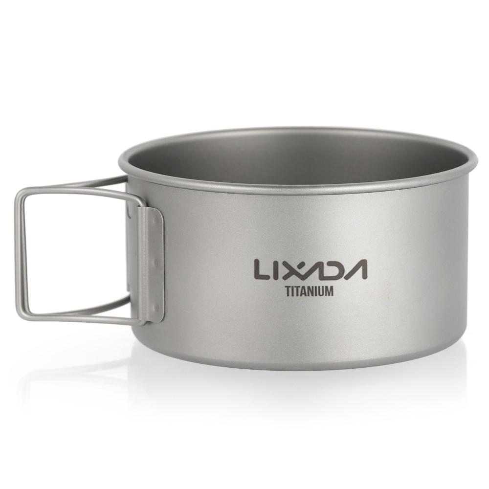 Camp Kitchen |  Lixada Titanium Bowl with Folding Handles Dinner Food Container Camp Kitchen Camp Kitchen