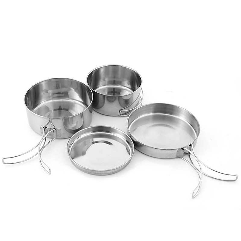 Camp Kitchen |  Outdoor Stainless-Steel Camping Cookware Set Cooking Picnic Bowl Pot Set Camp Kitchen Camp Kitchen