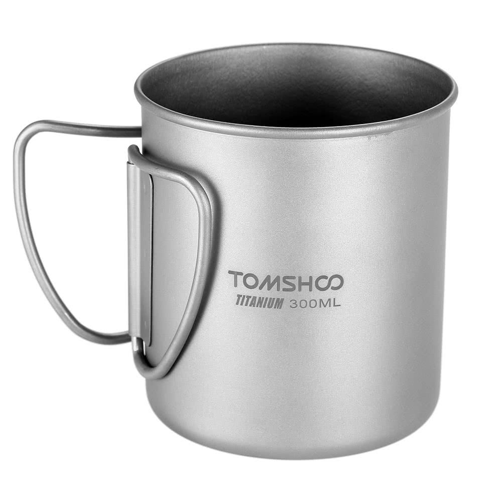 Camp Kitchen |  TOMSHOO 300ml Titanium Cup Outdoor Portable Camping Picnic Water Cup Mug with Foldable Handle Camp Kitchen Camp Kitchen