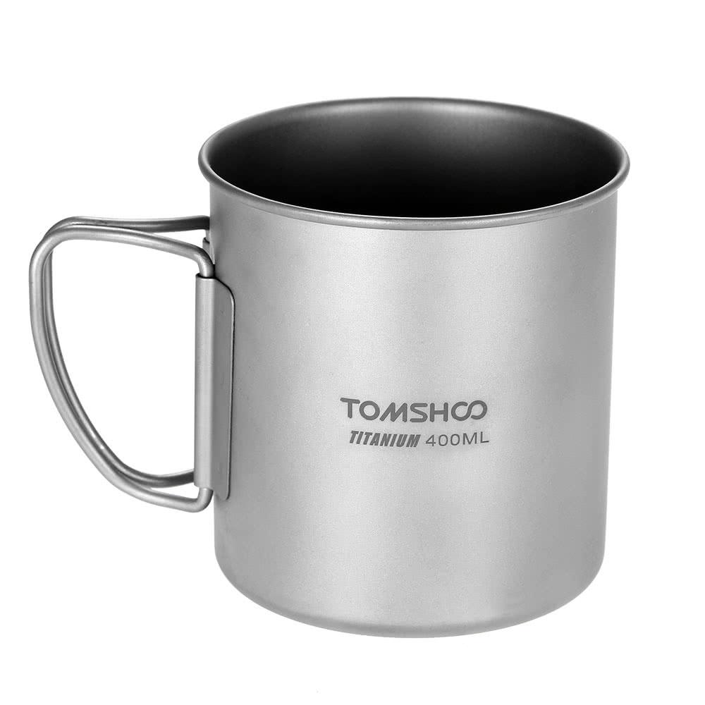 Camp Kitchen |  TOMSHOO 400ml Titanium Cup Outdoor Portable Camping Picnic Water Cup Mug with Foldable Handle Camp Kitchen Camp Kitchen