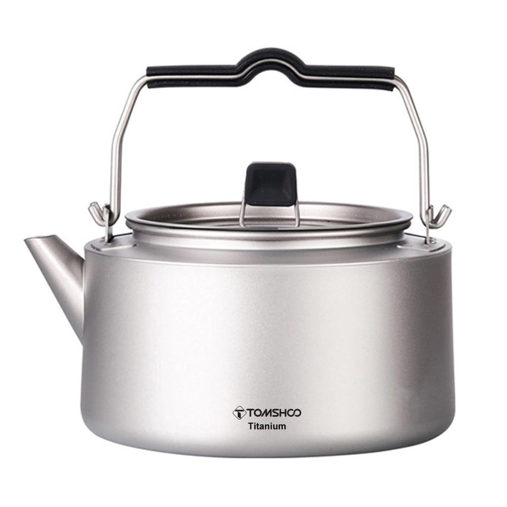 Camp Kitchen |  TOMSHOO 600ml / 1000ml Titanium Tea Pot Kettle Lightweight Camping Tea Kettle Coffee Pot Camp Kitchen Camp Kitchen