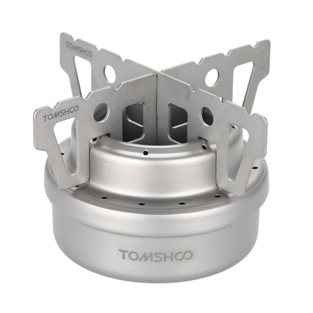 Camp Kitchen |  TOMSHOO Outdoor Titanium Alcohol Stove & Rack Combo Set Mini Ultralight Portable Liquid Alcohol Stove with Cross Stand Stove Rack Support Stand Camp Kitchen Camp Kitchen