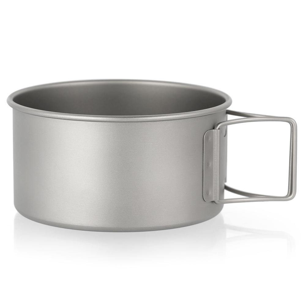 Camping Furniture |  Titanium Bowl with Folding Handles Dinner Food Container Camping & Hiking Camping Furniture