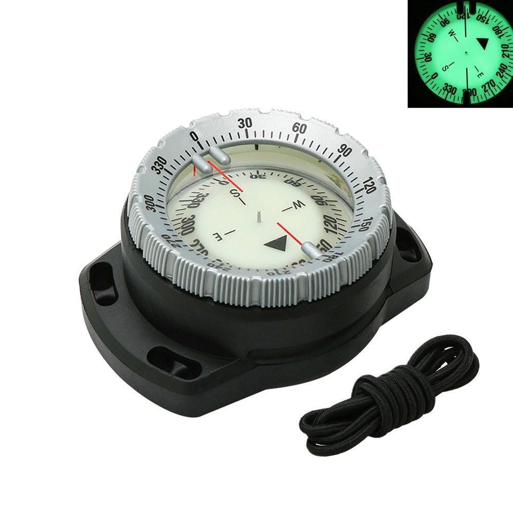 Compasses |  50M Underwater Fluorescent Wrist Compass Waterproof Navigation Tool with Elastic Rope Camping & Hiking Black