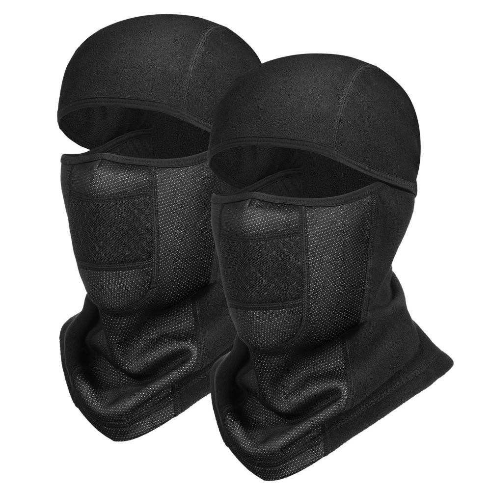 Cycling Wear |  2pcs Bike Balaclava Face Mask Windproof Thermal Polar Fleece Neck Warmer Scarf Cycling Black