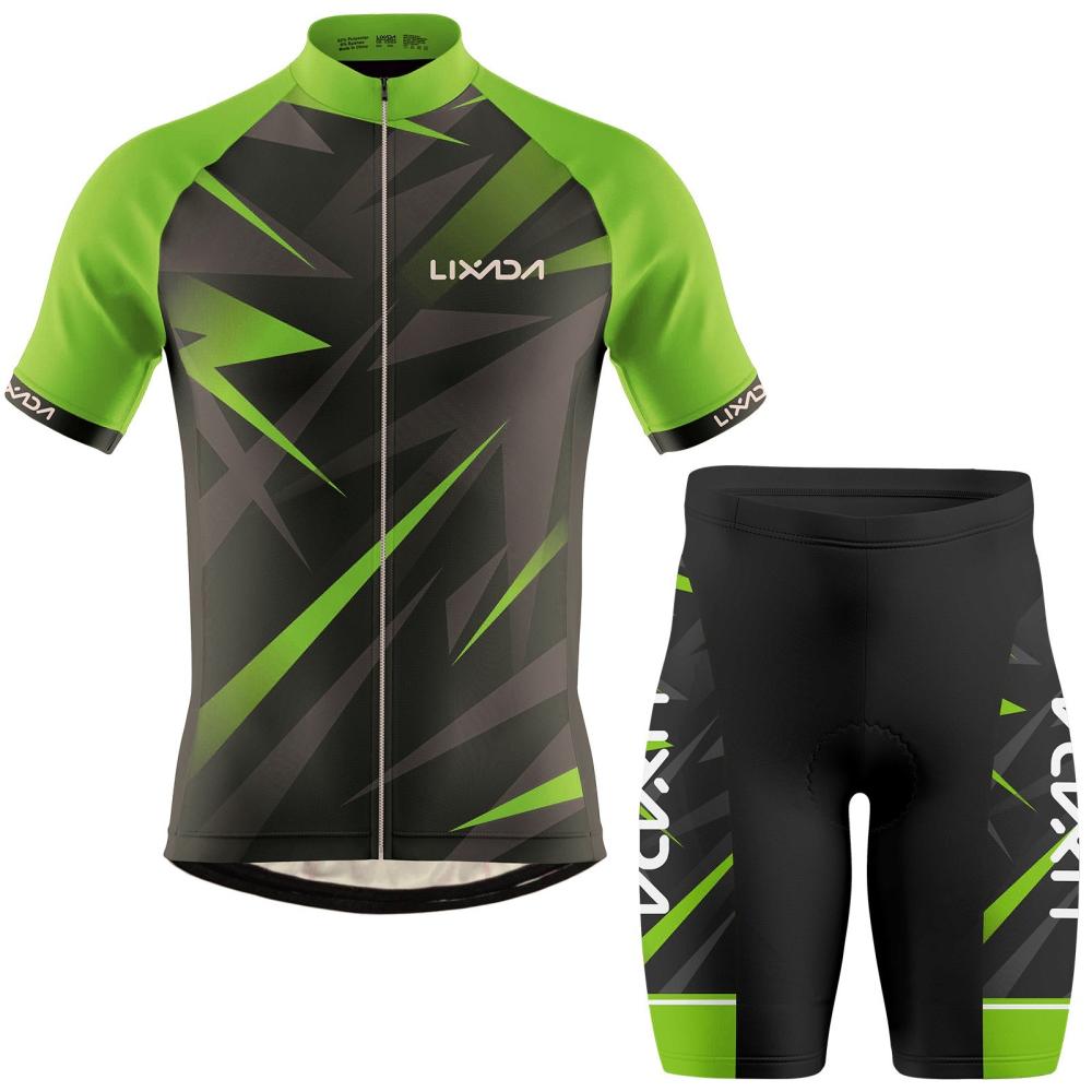 Cycling Wear |  Lixada Men Cycling Jersey Breathable Short Sleeve Bike Shirt and Padded Shorts MTB Bicycle Clothing Suit Cycling Cycling Wear