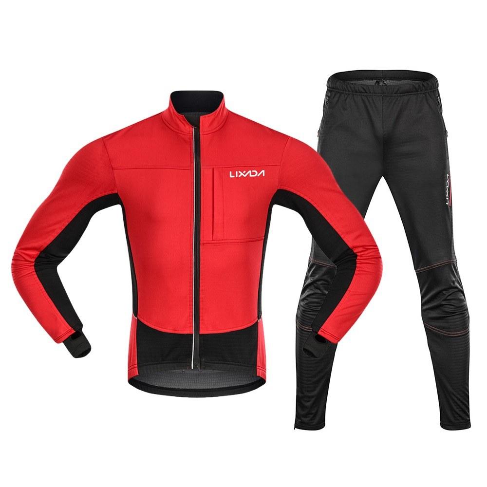 Cycling Wear |  Lixada Men Winter Cycling Clothing Set Cycling Blue / Red