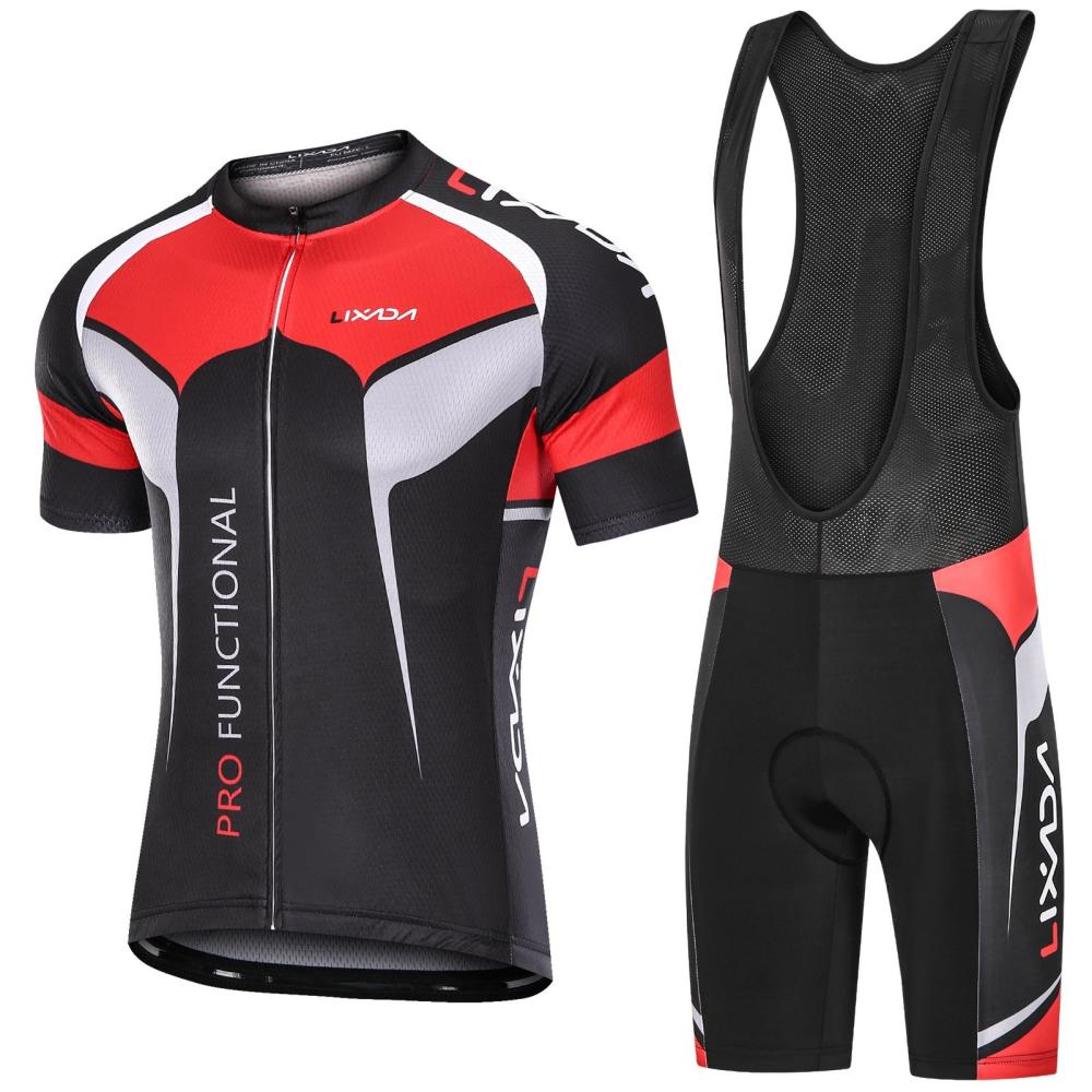 Cycling Wear |  Lixada Short Sleeve Cycling Jersey Padded Bib Short Set Breathable Quick-drying Cycling Cloth Set Cycling Cycling Wear