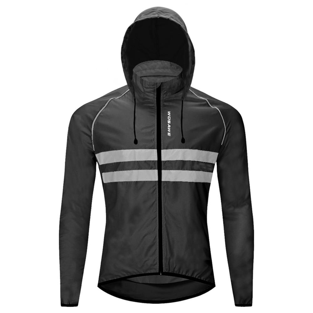 Cycling Wear |  Men Windproof Hooded Cycling Jacket Breathable High Visibility Reflective Bike Bicycle Riding Sports Coat Jacket Cycling Black/ Green