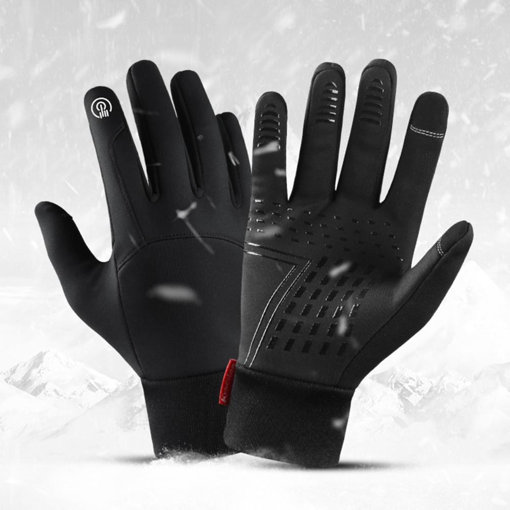 Cycling Wear |  Winter Men Women Cycling Gloves Waterproof Windproof Fleece Lining Touchscreen Anti-Slip Full-Finger Bicycle Skiing Gloves Cycling Black