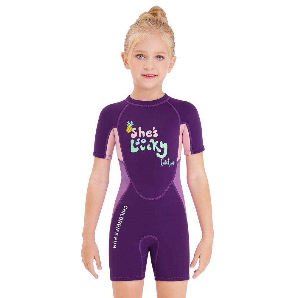 Diving |  Girls Short Wetsuit One Piece Shorty Diving Swimsuit with Zipper Quick Dry Short Sleeves Surf Suit for Water Sports Diving Diving