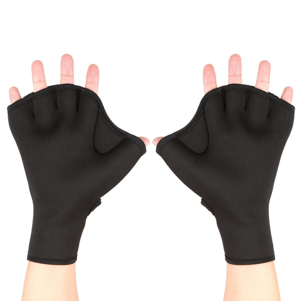 Diving |  Neoprene Swimming Gloves Webbed Fitness Water Resistance Training Gloves with Adjustable Wrist Strap Diving Swim Training Mittens Diving Black