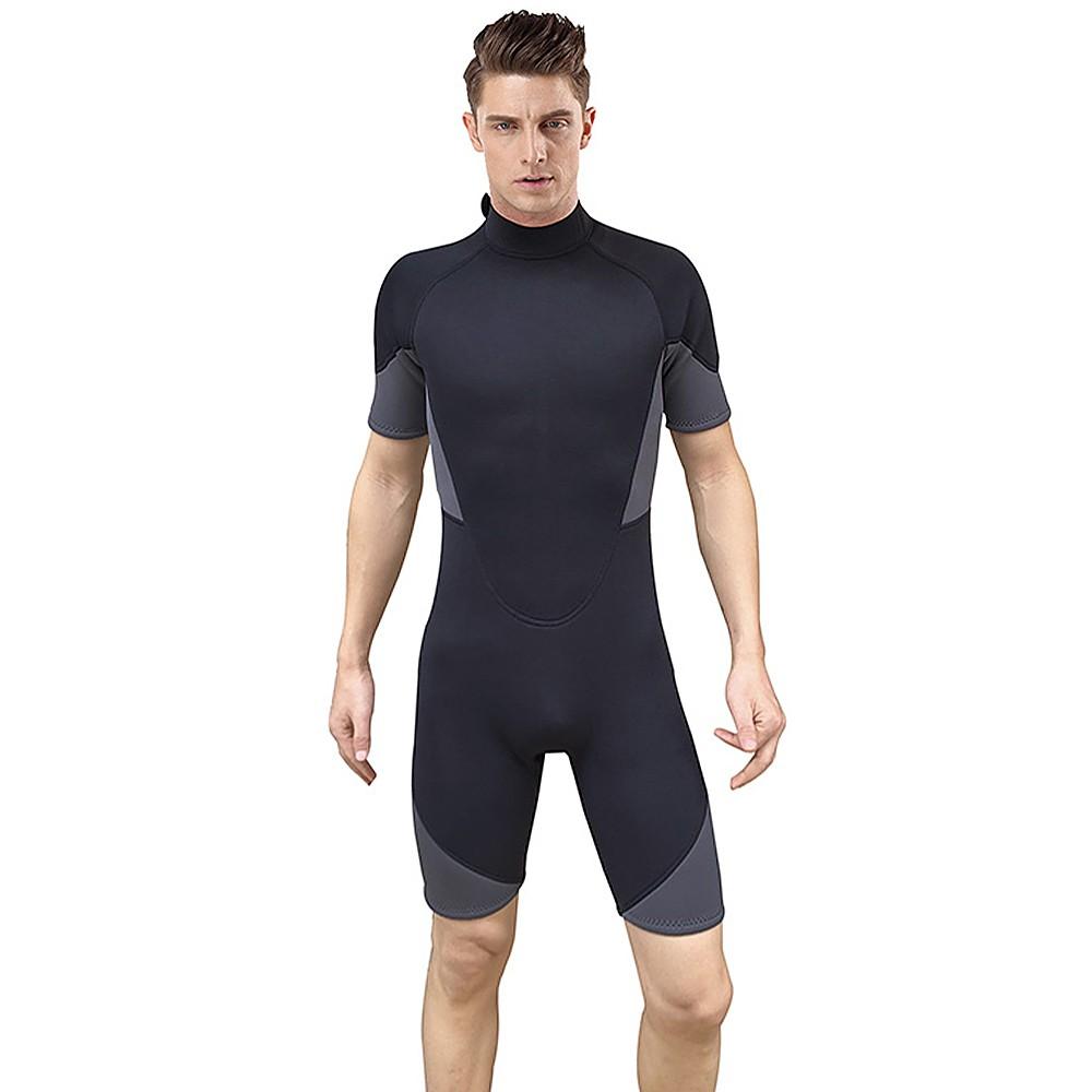 Diving |  Short Wetsuit 3mm Neoprene Full Body Diving Suit Back Zip Wetsuit for Diving Snorkeling Surfing Swimming Rafting Kayaking Paddling Diving Black & Gray