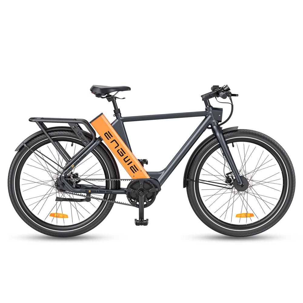 Electric Bikes |  ENGWE P275 Pro City Electric Bike 27.5” Spoke Tires 250W Bafang Brushless Mid-drive Motor 36V 19.2Ah Battery 3-level Automatic Gear Shifter 260km Max Range Front & Rear Hydraulic Disc Brake Cycling Black/Black Orange