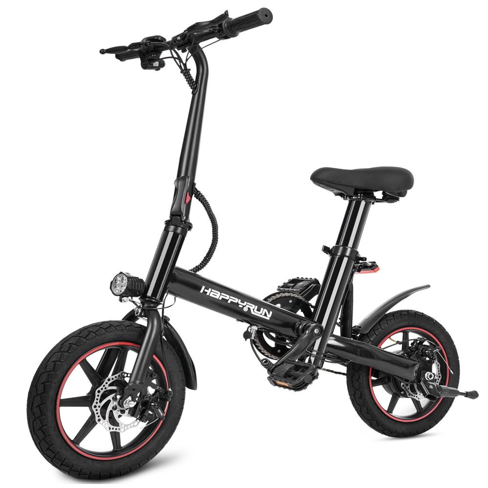 Electric Bikes |  Happyrun HR-X40 Ebike 14-inch Tires 250W Motor Folding Electric Bike 25km Max Range Cycling Black