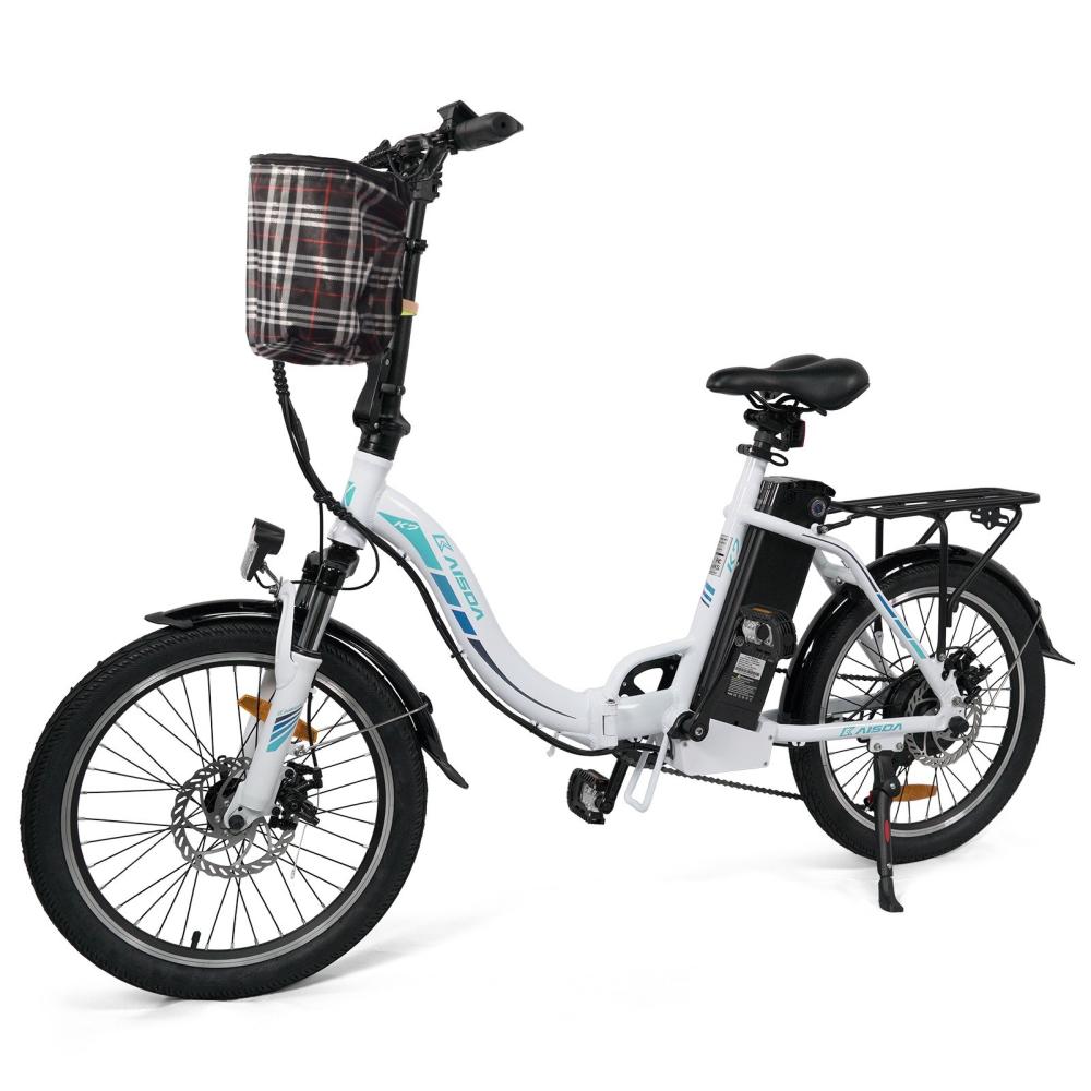 Electric Bikes |  KAISDA K7 Women Electric City Bike 20 Inch Foldable Pedal Assisted Electric Cruiser Bike Bicycle E Bike with 36V 12.5AH Removable Battery Cycling Black/ White