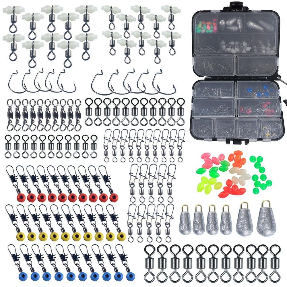 Fishing Accessories |  177pcs Fishing Accessories Kit Crank Hooks Sinker Weights Swivels Snaps Connectors Beads Fishing Tackle Box Set Fishing Fishing Accessories