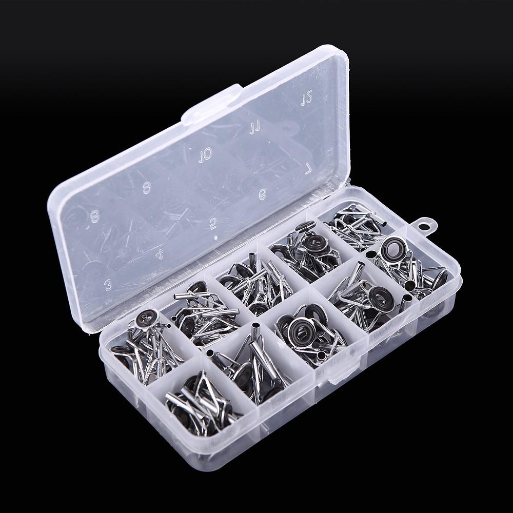 Fishing Accessories |  80Pcs Fishing Rod Guide Tip Repair Kit Set DIY Eye Rings Different Size Stainless Steel Frames with Box Fishing Fishing Accessories