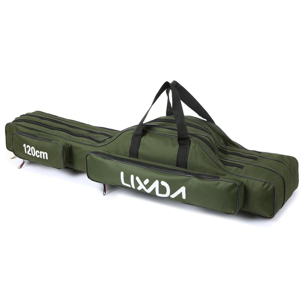 Fishing Accessories |  Lixada 3 Layers Fishing Pole Bag Portable Folding Rod Carry Case Fishing Reel Tackle Storage Bag Case Fishing Black / Army Green