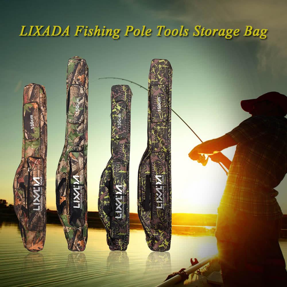 Fishing Boxes & Bags |  Lixada Fishing Bag Fishing Rod Carrier Oxford Fishing Pole Tools Storage Bag Case Fishing Gear Organizer 130/150cm Fishing Camouflage Green / Yellow Camouflage