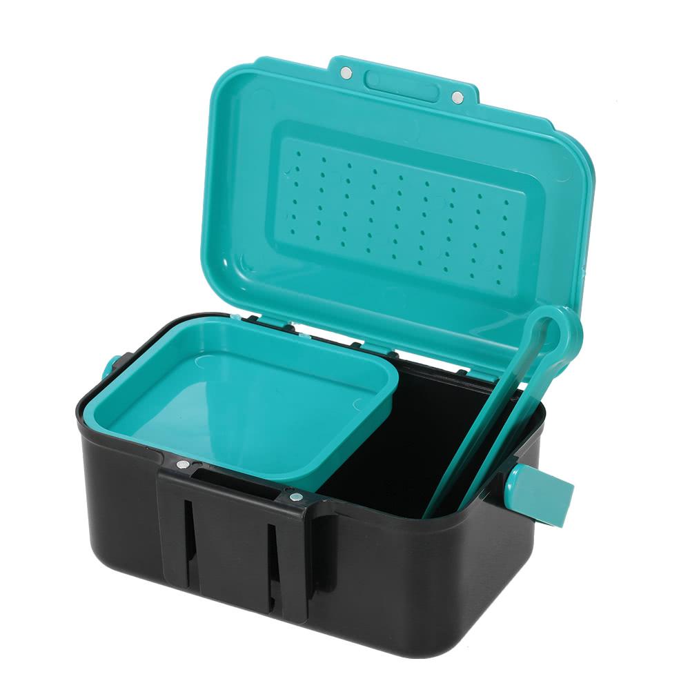 Fishing Boxes & Bags |  Portable Fishing Lure Box Case Live Lure Bait Hook Earthworm Carrying Case Waist Fishing Tackle Box Fishing Black & Blue