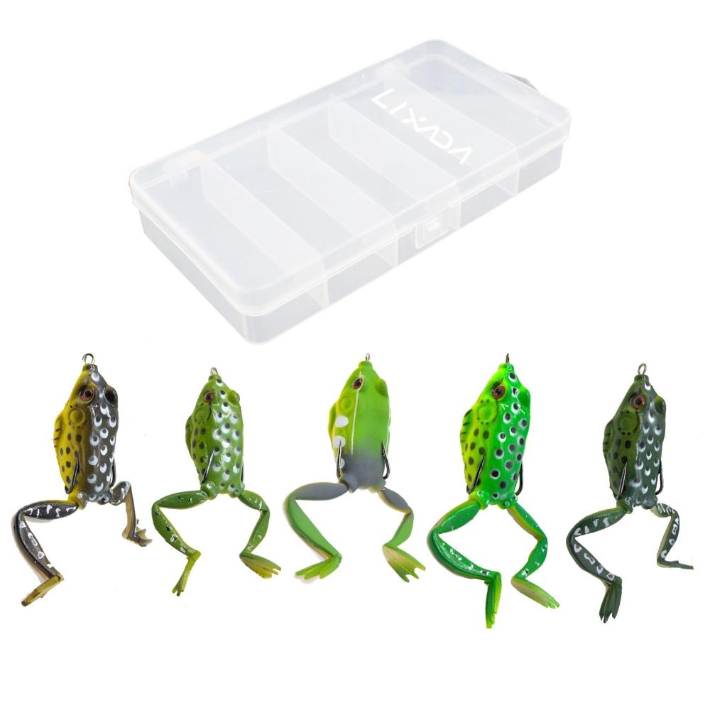 Fishing Lures |  LIXADA 5 Pcs Frog Fishing Lures Kit Soft Bionic Fishing Lure Lifelike Frog Topwater Floating Bait Artificial Bait with Hooks Fishing Tackle 2.2 in 0.5 oz / pc Fishing Fishing Lures