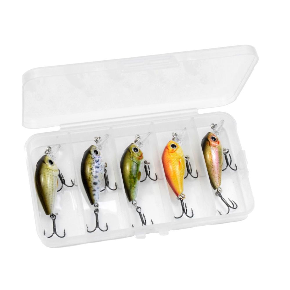 Fishing Lures |  LIXADA 5pcs Fishing Lures Set Hard Body Lures with Treble Hook Life-Like Swimbait Fishing Bait 3D Eyes Artificial Baits Crankbait with Tackle Box Fishing Fishing Lures