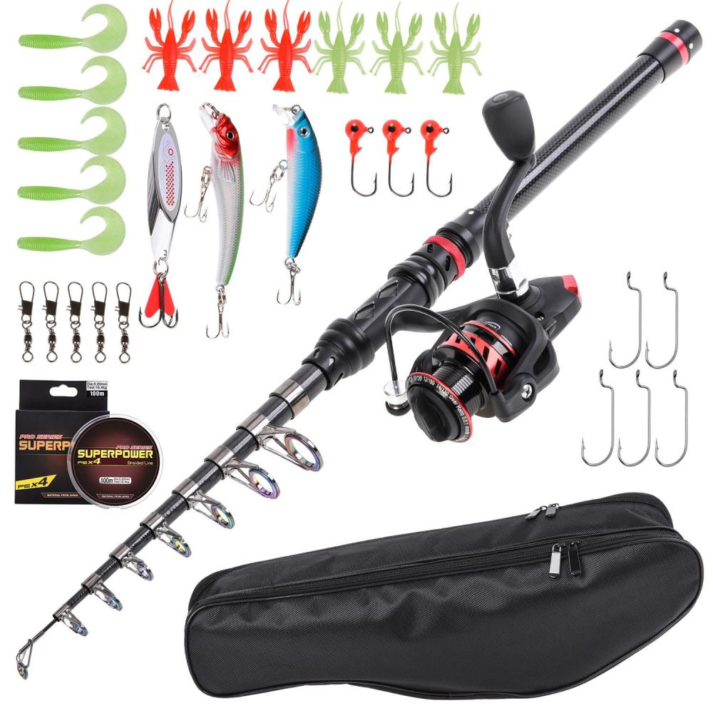 Fishing Rods |  Carbon Fiber Telescopic Fishing Rod with 31 Accessories Fishing Tool Set Fishing Fishing Rods