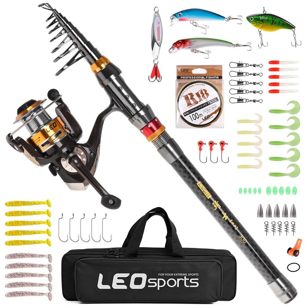 Fishing Rods |  Fishing Rod and Reel Combo Carbon Fiber Telescopic Fishing Rod with Spinning Reel Combo Carrier Bag Case Saltwater Freshwater Travel Fishing Lures Jig Hooks Full Kit Fishing Fishing Rods