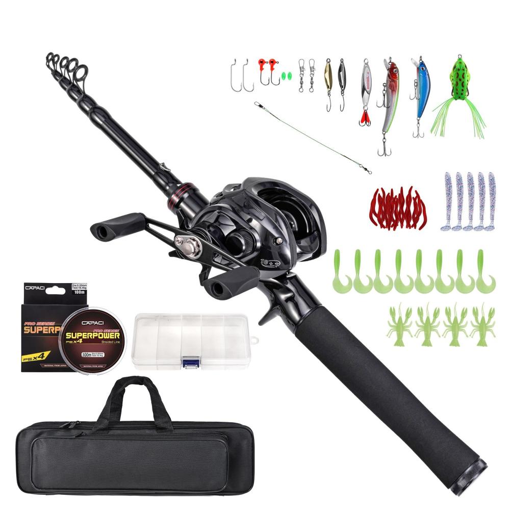 Fishing Rods |  Fishing Rod & Reel Combo Set  Portable Telescopic 180cm/210cm with Spinning Reels Bait and Hook Accessories Saltwater Fishing Tackle Bag & Case – Left Fishing Fishing Rods