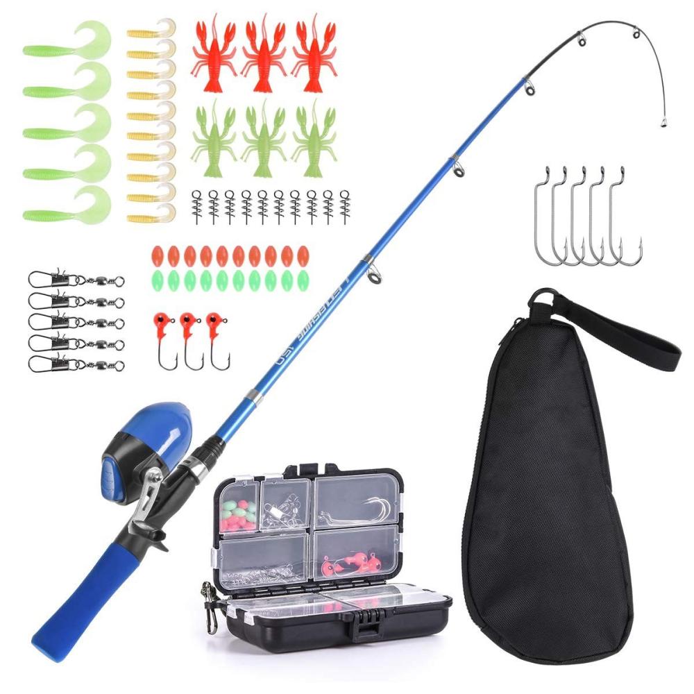 Fishing Rods |  Kids Fishing Rod and Reel Combo Full Kit 1.5m Telescopic Fishing Casting Rod Spincast Reel Set with Hooks Lures Barrel Swivels Storage Bag Fishing Fishing Rods