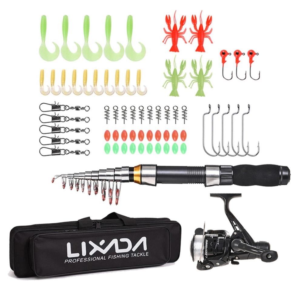 Fishing Rods |  Lixada 2.1m Fishing Rod Reel Combo Full Kit Telescopic Fishing Rod Spinning Reel Set Fishing Fishing Rods