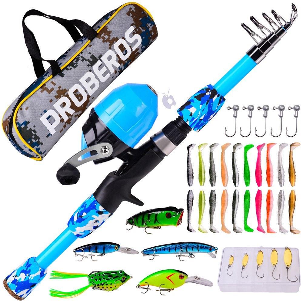 Fishing Rods |  PROBEROS Offshore Angling Gear Suit Retractable Fishing Rod Fishing Reel Fishing Tools Kit Fishing Blue / Green