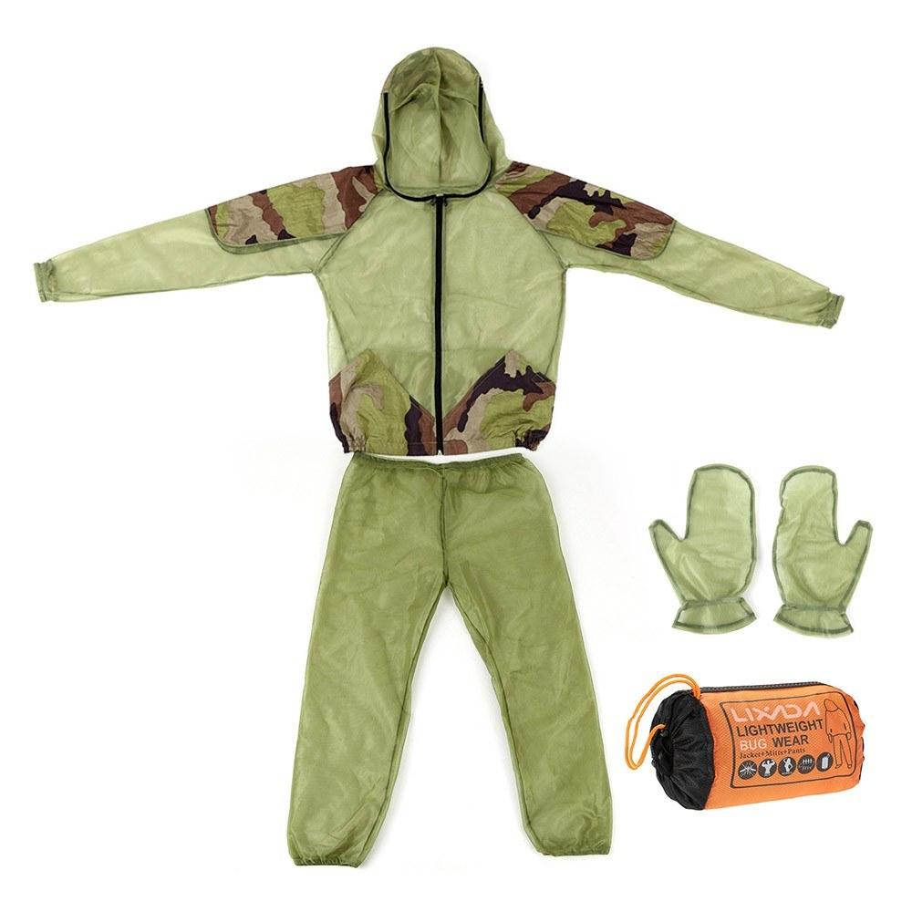 Fishing Wear |  Lixada Outdorr Mosquito Repellent Suit Bug Jacket Mesh Hooded Suits Fishing Hunting Camping Jacket Insect Protective Mesh Shirt Gloves Pants Fishing Fishing Wear