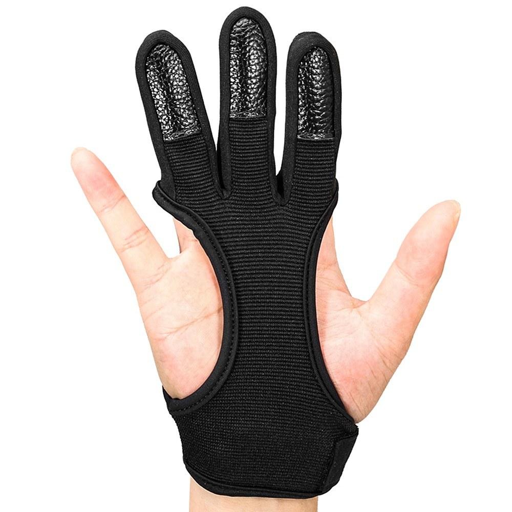 Fitness Gloves |  Archery Gloves Shooting Hunting Leather Three Finger Protector Archery Protective Gear Accessories Fitness Gloves Black