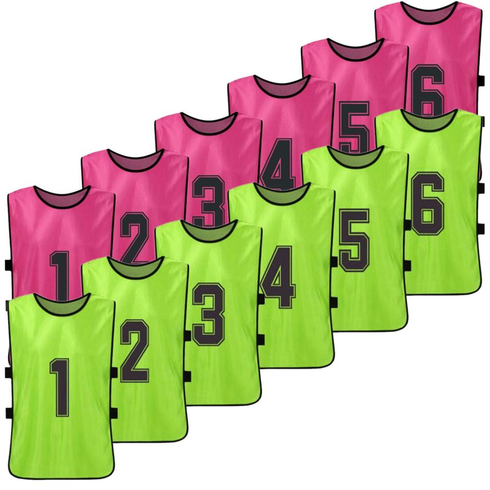 Football & Equipment |  12 PCS Kid’s Football Pinnies 2 Colors Quick Drying Soccer Jerseys Youth Sports Scrimmage Basketball Team Training Numbered Bibs Practice Sports Vest Ball Games Football & Equipment