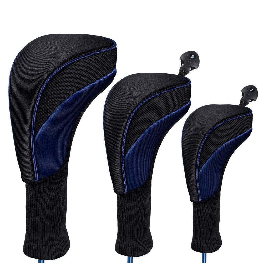 Golf & Equipment |  3pcs Golf Head Covers Driver Fairway Woods Headcovers Golf Accessories Ball Games Blue&Black / Black / Red&Black / Blue&White / Yellow&White / Red&White