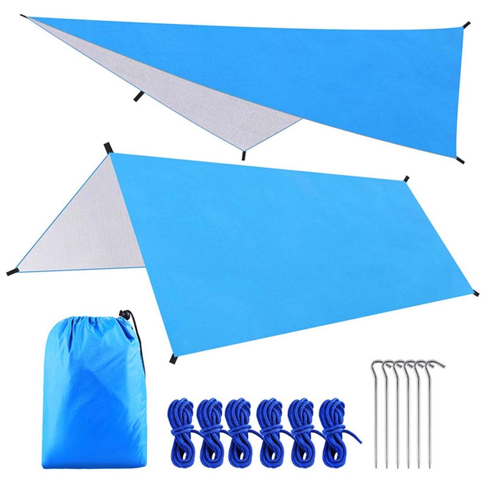 Hammock & Sleeping Bags |  9.8 * 9.8ft Multifunctional Waterproof Camping Tarp Hammock Sunshade Tent Rain Shelter Lightweight Outdoor Tarpaulin Canopy for Camping Beach Picnic Camping & Hiking Black / Blue / Green