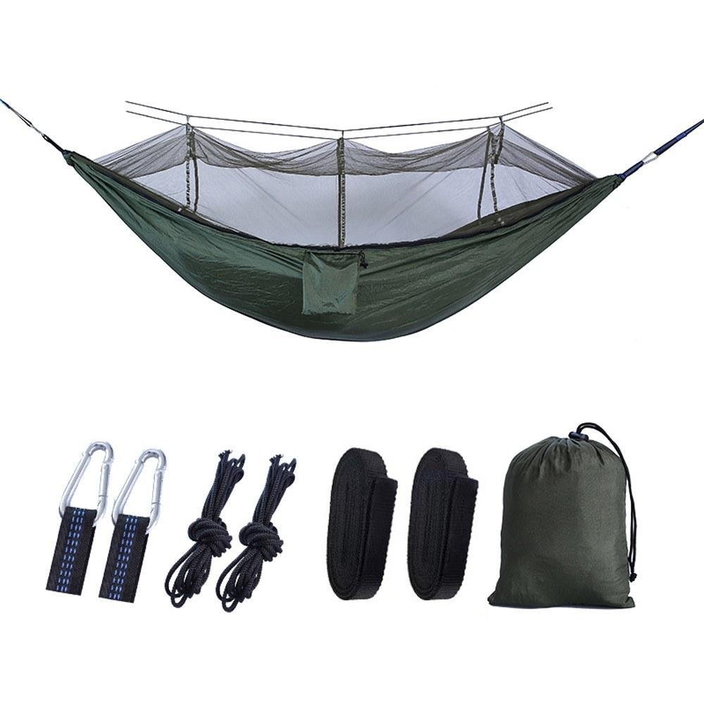 Hammock & Sleeping Bags |  Automatic Quick-opening Hammock with Mosquito Net Outdoor Camping Portable Hammock Anti-rollover Nylon Hammock Camping & Hiking Dark Green/ Orange/ Light Green/ Multied/ Royal Blue/ Light Blue/ Yellowish Green