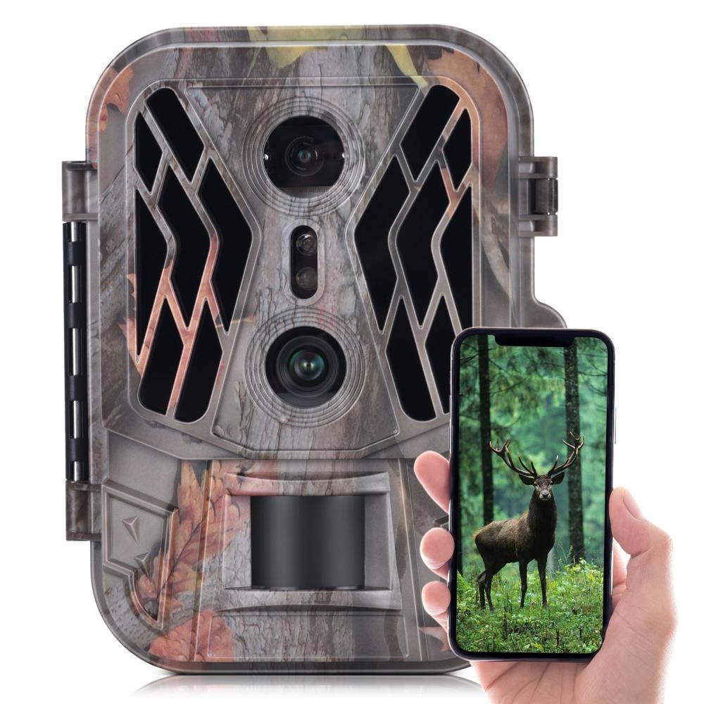 Hunting Cameras |  2.4″ TFT Color Screen Dual Lens Trail Camera 36MP 4K Motion Activated Wildlife Hunting Camera No Glow Night Vision Wildlife Scouting Camera Farm Security Camera Hunting Hunting Cameras