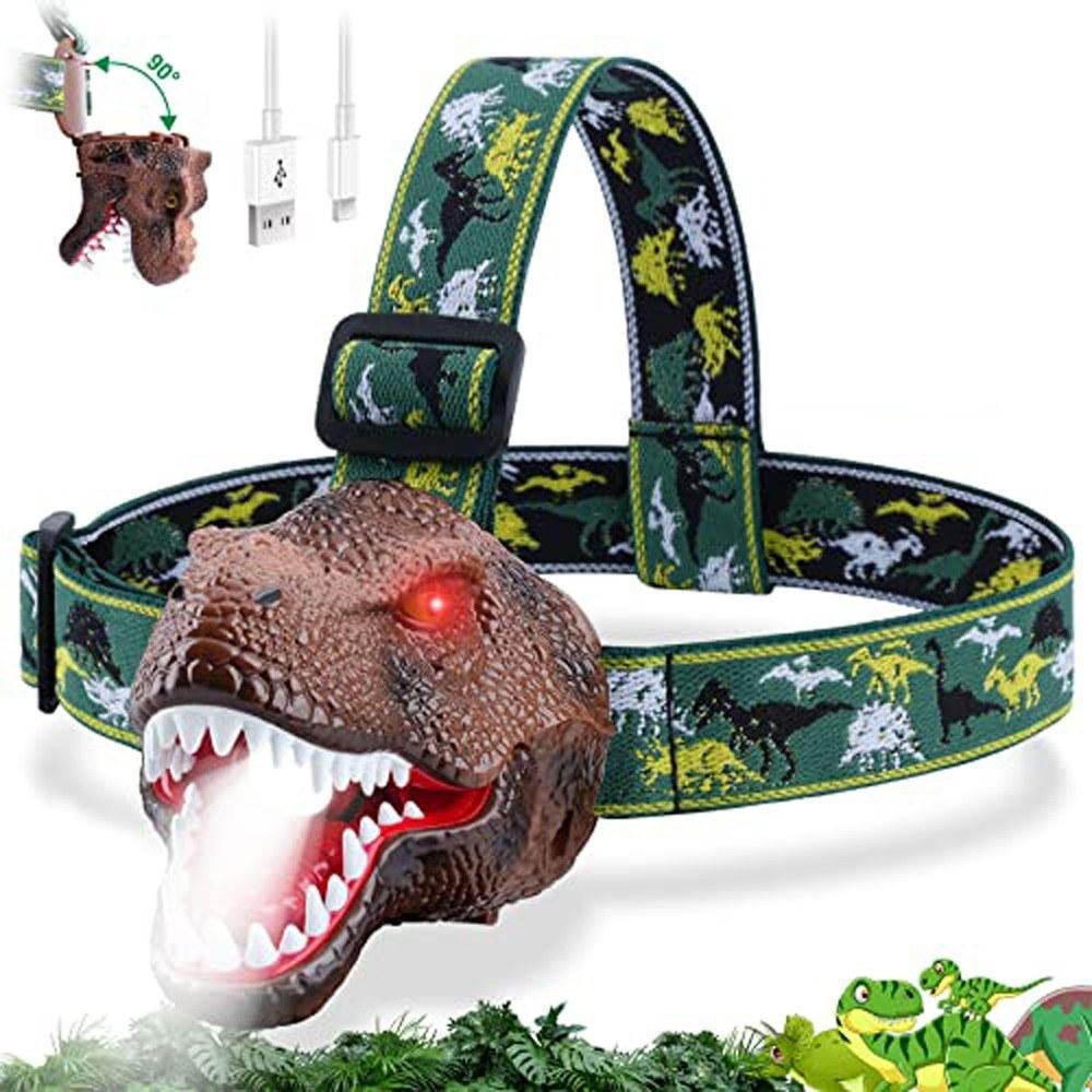 Lights & Lanterns |  LED Dinosaur Headlamp for Kids with Adjustable Headband USB Charging Dinosaur Toy Headlights Flashlight for Boys Girls Adults Ideas Gift Camping & Hiking Lights & Lanterns